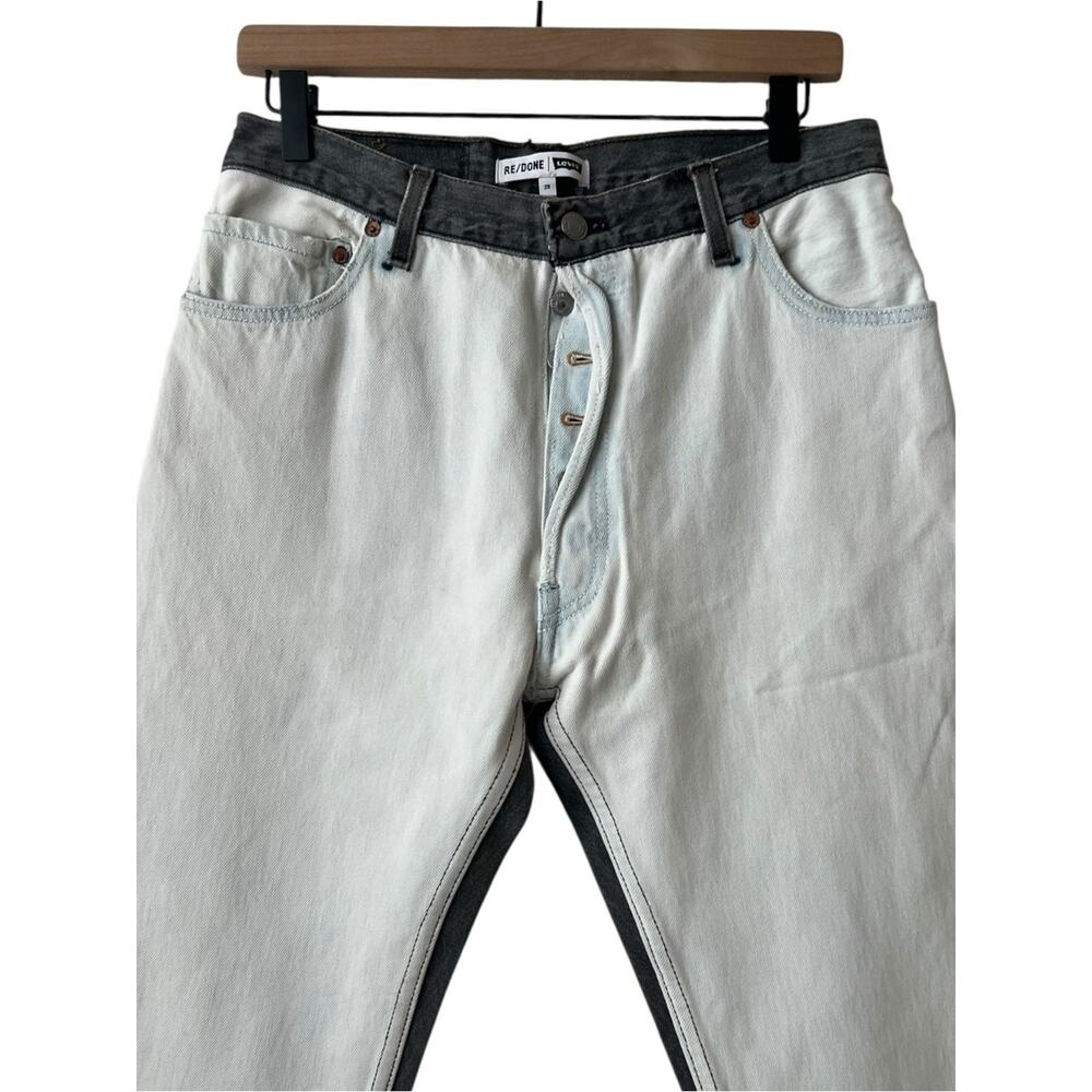 RE DONE X Levi’s Black & White Panel High Rise Raw Hem Jeans Size 29 - Picture 4 of 11